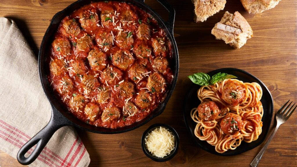 MamaMancini's Meatballs in a cast-iron pan