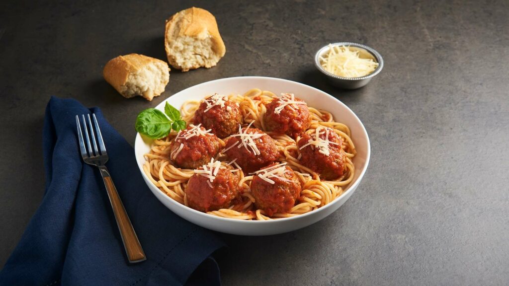 MamaMancini's Meatballs in Spaghetti with Bread makes a great dinner